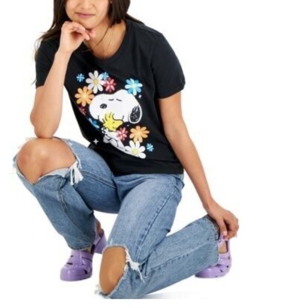 PEANUTS Disney Juniors Snoopy Graphic-Print Black NEW